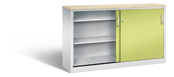 C+P Sideboard mit Schiebetüren Acurado, H1000xB1600xT400mm, Farbe: Lichtgrau / Viridingrün, Bügelgriff, 2146-00 S10171