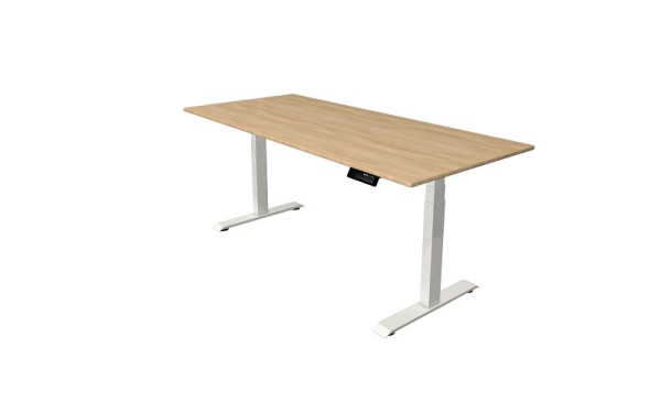 Kerkmann Oxford Sitz-/Stehtisch 1800 x 800 mm, elektrisch höhenverstellbar von 620-1270 mm, Eiche hell, Gestell weiß, 10520753