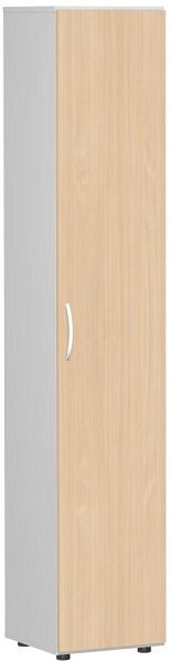 geramöbel Flügeltürenschrank mit Standfüßen, Griff links oder rechts, inkl. Türdämpfer, nicht abschließbar, 400x420x2160, Buche/Lichtgrau, S-346100-BL