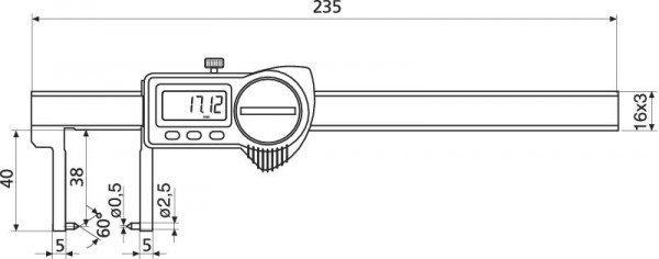 HELIOS PREISSER Digitaler Taschenmessschieber, IP 67, innen gewinkelte Messspitzen, 0 - 150 mm, 1326904