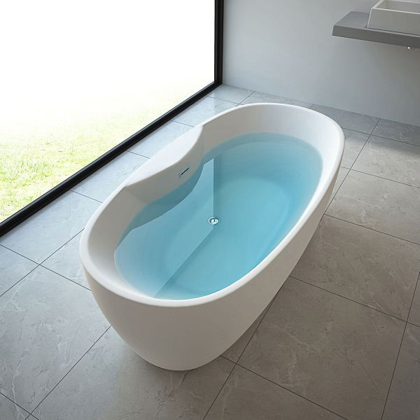 TroniTechnik Freistehende Badewanne ANAFI Maße 170 x 80 x 58 cm, Füllmenge 195 l, Acryl, Siphon/Ablaufgarnitur, Überlaufschutz, weiß, Nostalgielook, 3986