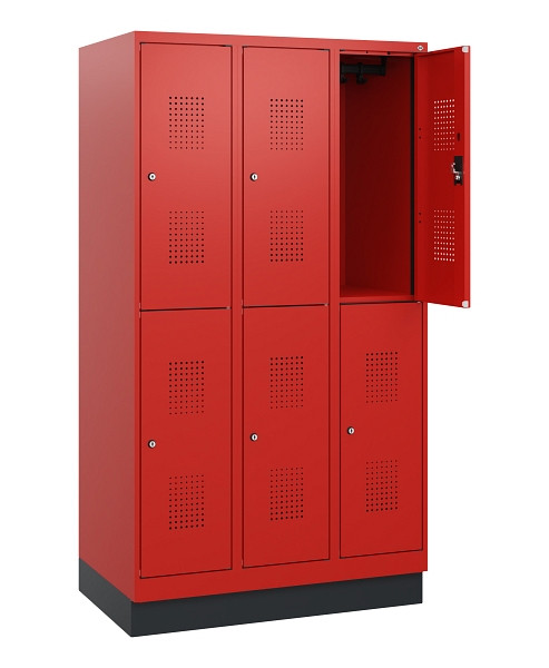 C+P Doppelstöckiger Spind Evolo PLUS, Sockel, 6 Fächer, 1630x900x500mm, 3020/302, Zylinderschloss, 0493205-30 S10075