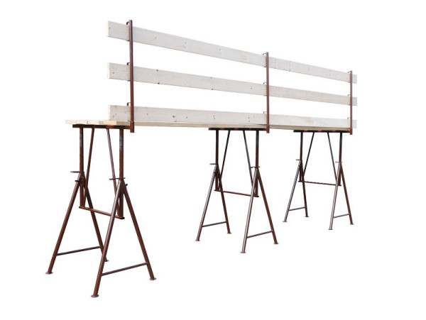 Schake Faltgerüstbockset, 3x Faltgerüstbock Compakt S Größe 3, 3x Geländerpfosten, 8x Gerüstdiehlen 240x 2500x 45 mm, 6x Bordbrett, 10123S-SET3