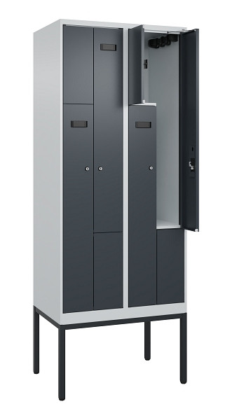 C+P Z-Spind Evolo PLUS, Gestell, 4 Fächer, 2120x800x500mm, 7035/7016, Zylinderschloss, 0490337-224 S10036