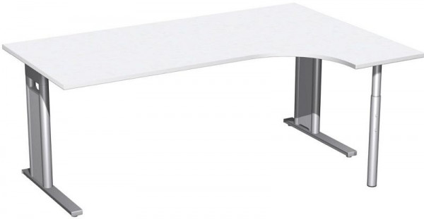 geramöbel PC-Schreibtisch rechts starr, C Fuß Blende optional, 1800x1200x720, Weiß/Silber, N-648323-WS