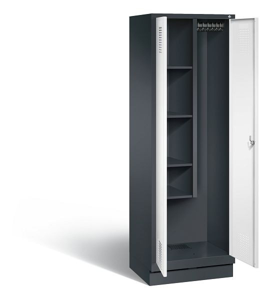 C+P Putzmittel-Spind Evolo, H1800xB610xT500mm, Farbe: Schwarzgrau / Verkehrsweiß, 48120-00 S10164