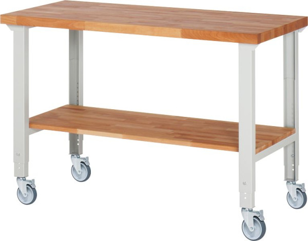RAU Fahrbare Werkbank (höhenverstellbar) 7000-7, 1500x700x950-1000mm, 4 Lenkrollen, 05-7000-7-157B4H4.12