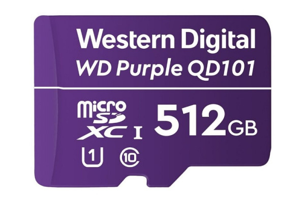 Western Digital MicroSDXC Speicherkarte, 512GB, Class 10, UHS-I U1, 256TBW, für Videoüberwachung, WDD512G1P0C