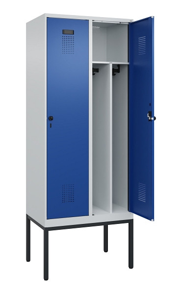 C+P Spind Evolo PLUS, Gestell, 2 Abteile, 2120x800x500mm, 7035/5010, Verschluss Drehriegel, 0490307-22F S10006