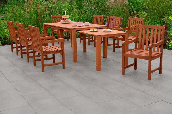 Merxx Santos Set 9-teilig, 8 Santos Sessel, 1 Flex Ausziehtisch, 185/370 x 90/73 cm, FSC Eukalyptusholz, 50545-011