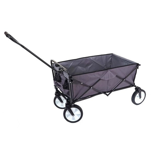 Mendler Faltbarer Bollerwagen HWC-E38, Handwagen Gartenwagen Transportwagen klappbar, ohne Dach/Hecktasche grau, 65551