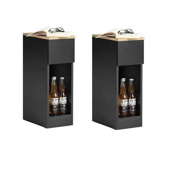 SoBuy Nachttisch-Set mit einer Schublade Schwarz 20x35x60cm, Modern, VE: 2 Stück, FBT111-SCHx2