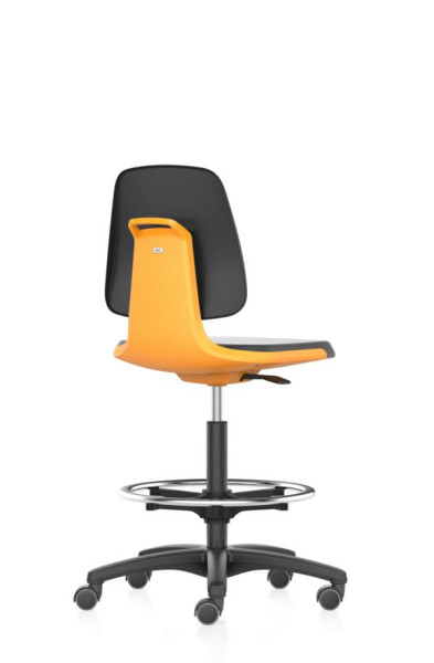 bimos Arbeitsstuhl Labsit mit Rollen, Sitzhöhe 560-810 mm, Supertec, Sitzschale orange, 9125-SP01-3279