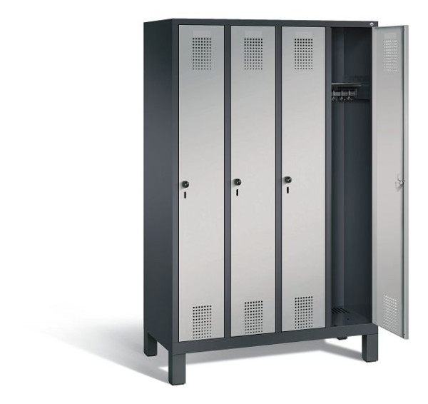 C+P Garderobenschrank Evolo, H1850xB1190xT500mm, Farbe: Schwarzgrau / Weißaluminium, 48010-40 S10034