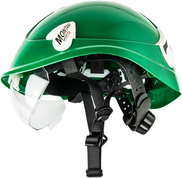 Artilux Montana II Roto KS, grün, Schutzhelm mit Drehknopf, Schutzbrille und Kinnbänderung, VE: 20 Stück, 23152