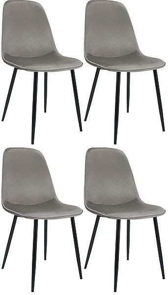 CLP 4er Set Esszimmerstuhl Maryam Samt, hellgrau, 327438