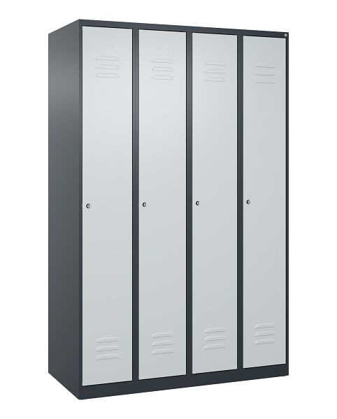 C+P Umkleidespind Classic PLUS mit Mitteltrennwand, 4 Abteile, 1850x1200x500mm, 7016/7035, Zylinderschlösser, 080000-40F S10015