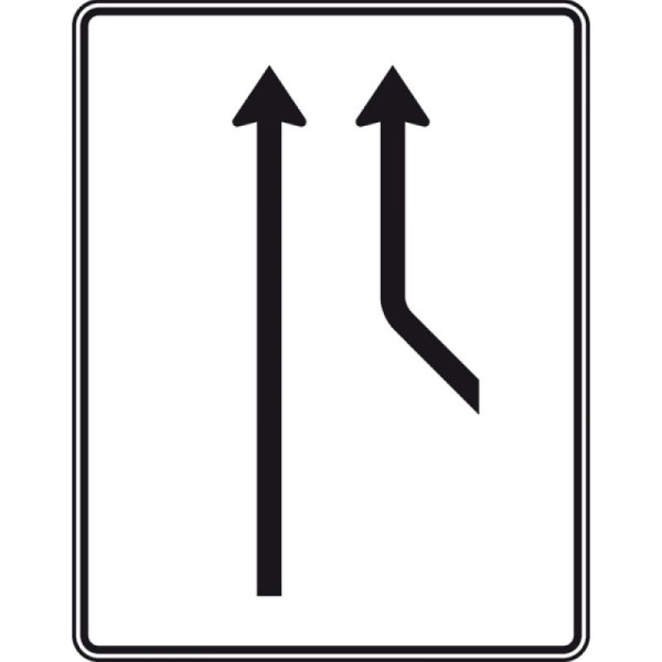 Stein HGS Zusammenführungstafel an durchgehender Strecke, einstreifig plus 1 Fahrstreifen von rechts, Nr. 550-20, RA1/Alform, ohne Entfernungsangabe, 1600x1250mm, 550-20-112