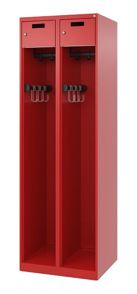 C+P Feuerwehrspind Evolo, Modell PRAKTUS, 2 Abteile, H1850xB600xT500 mm, Feuerrot, 0492015-20 S10002