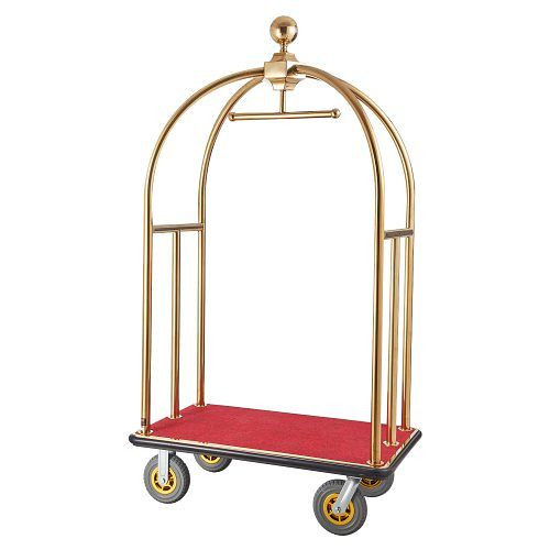 VEVOR Hotelgepäckwagen, 680 kg Tragkraft, mit gebogenen Pfosten, rotem Teppichboden & 20 cm Gummirädern, ideal für Hotels, XLYTCJS8INCHFIVMZV0