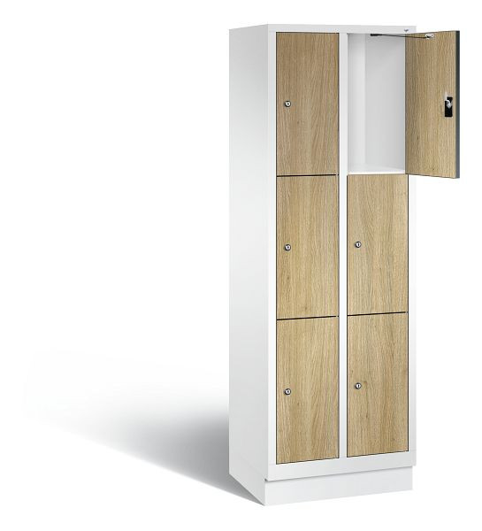 C+P Schließfachschrank Evolo, H1800xB610xT500mm, Farbe: Verkehrsweiß / Dekor Eiche Sereno, 48020-203 S10198