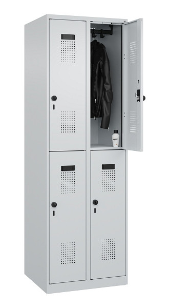 C+P Doppelstöckiger Spind Evolo PLUS, 4 Fächer, 1850x600x500mm, 7035/7035, Drehriegel, 049300-20 S10013