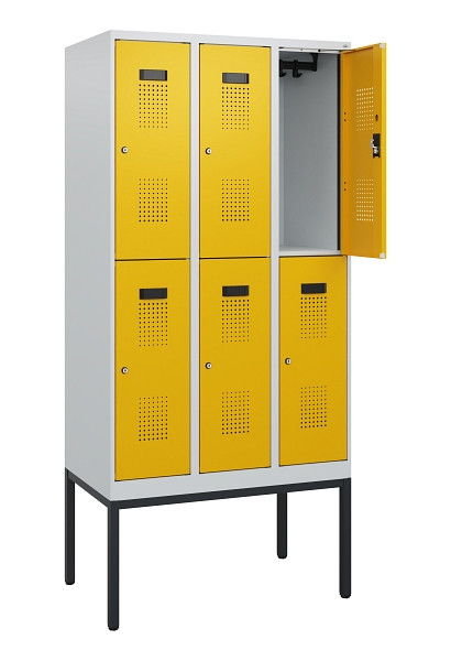 C+P Doppelstock-Spind Evolo PLUS, Gestell, 6 Fächer, 1950x900x500mm, 7035/1004, Zylinderschloss, 0493305-30 S10018