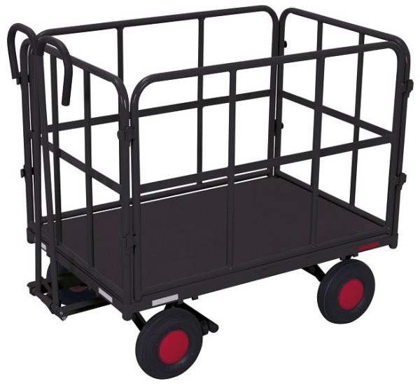 VARIOfit Handpritschenwagen mit 4 Rohrgitterwänden, Außenmaß: 1.120 x 715 x 1.200 mm, RAL 7016 anthrazitgrau, Radsatz: Luftbereifung, zu-45102/AG