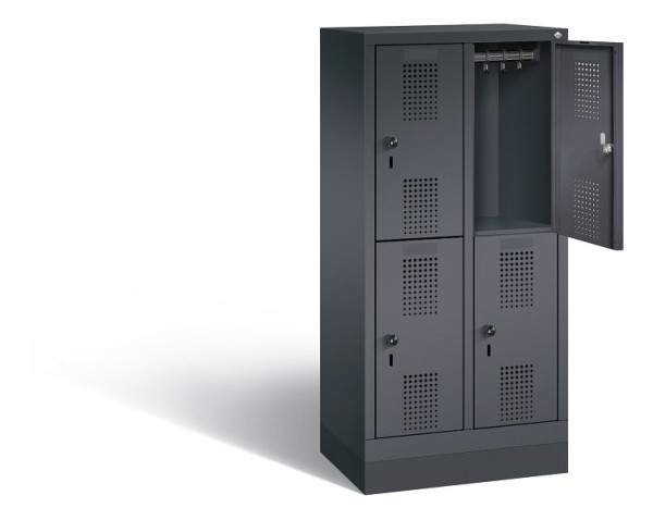 C+P Kindergarten-Spind doppelstöckig Evolo, H1300xB610xT300mm, Farbe: Schwarzgrau, 483203-20 S10049