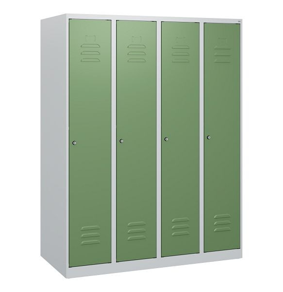 C+P Umkleidespind Classic PLUS, 4 Abteile, 1530x1200x500mm, 7035/6011, Zylinderschlösser, 0800005-40 S10010