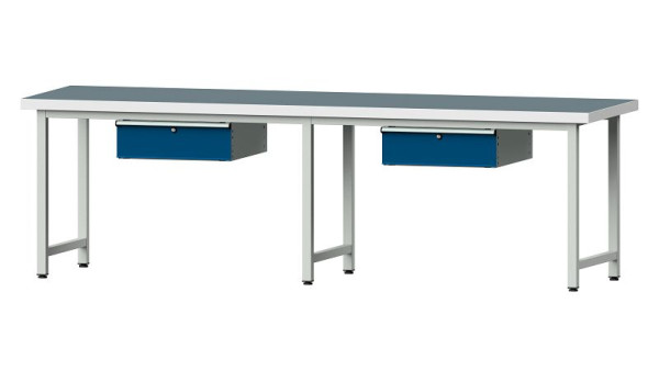 ANKE Werkbänke Arbeitstisch, Modell 193, 2800 x 800 x 850 mm, RAL 7035/5010, UBP 50 mm, 401.474