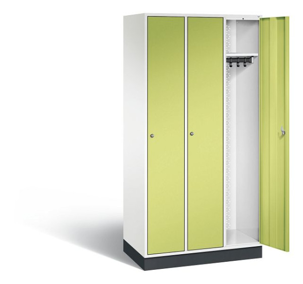 C+P Garderobenschrank Intro, H1950xB920xT490mm, Farbe: Verkehrsweiß / Viridingrün, 8170-301 S10050