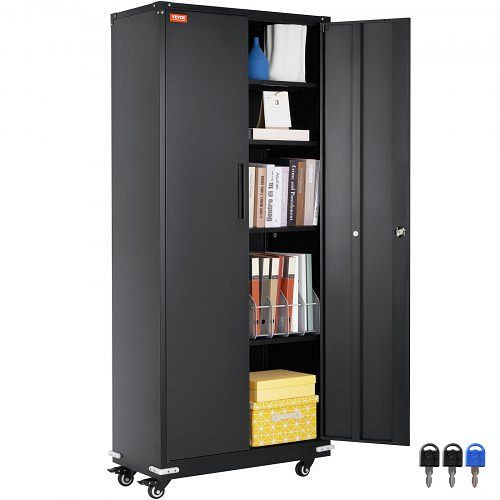 VEVOR 5-Stockiger Aktenschrank Beistellcontainer mit 2 Magnetischen Türen, 90,72 kg Belastbar pro Regal, DXCWJCQHY5180H4USV0