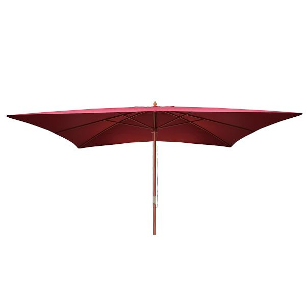 Mendler Sonnenschirm Florida, Gartenschirm Marktschirm, 3x4m Polyester/Holz 6kg, bordeaux, 65601