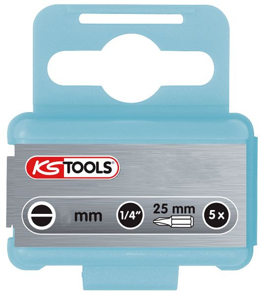 KS Tools 1/4" Edelstahl Bit Schlitz, 25mm, 6,5mm, VE: 5 Stück, 910.2243