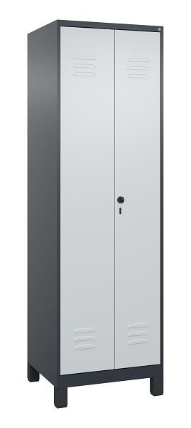 C+P Mehrzweckschrank Classic PLUS, Putzmittel-Spind, Füße, 2 Abteile, 1950x600x500mm, 7016/7035, Drehriegel, 080110-00 S10013