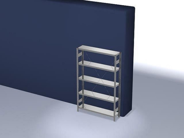 hofe Fachboden-Grundregal, 2000x300x1300 mm, 5 Fachebenen, verzinkt, 200 kg Fachlast, 1600 kg Feldlast, einseitige Bedienung, HZG20313XM