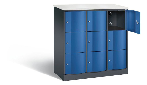 C+P Schließfachschrank Resisto, H1255xB1148xT540mm, Farbe: Schwarzgrau / Enzianblau, 8573-372 S10688