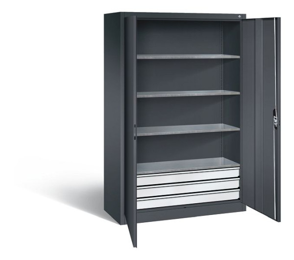 C+P Werkzeugschrank Acurado, H1950xB1200xT500mm, Farbe: Schwarzgrau, Muldengriff, 8931-503 S10467