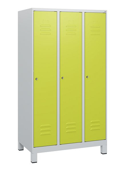 C+P Umkleidespind Classic PLUS, Füße, 3 Abteile, 1630x900x500mm, 7035/0024, Zylinderschlösser, 0800105-30 S10025