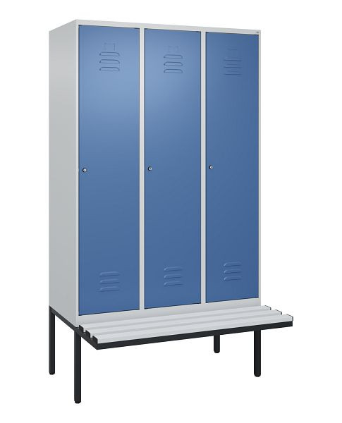 C+P Umkleidespind Classic PLUS, 3 Abteile, 2120x1200x815mm, 7035/5023, Zylinderschlösser, 0800407-32 S10020