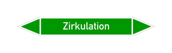 Schilder Klar Rohrleitungskennzeichen Zirkulation, 100x15 mm Folie selbstklebend, 101484/60