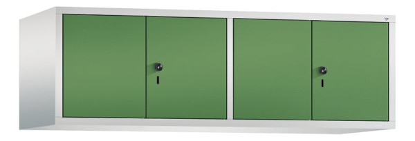 C+P Aufsatz-Garderobenschrank Evolo, 4 Abteile, H500xB1590xT500 mm, Lichtgrau/Resedagrün, 48092-42 S10013