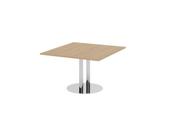 Hammerbacher Verkettungs- und Anbauplatte, Farbe Platte: Eiche, Platte: 1200 x 1300 x 25 mm, Säule/Tellerfuß in Chrom, Arbeitshöhe: 740 mm, VKT12S/E/C