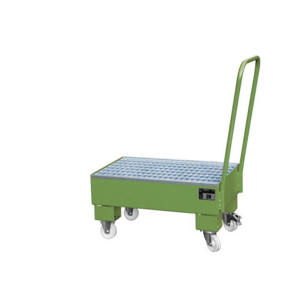 STEIN HGS Fahrbare Auffangwanne AW 60 SR, 3mm Stahlblech, für 60l-Fässer, RAL 6011 resedagrün, lackiert, 2 x 60 Liter Fass, 79203.0004