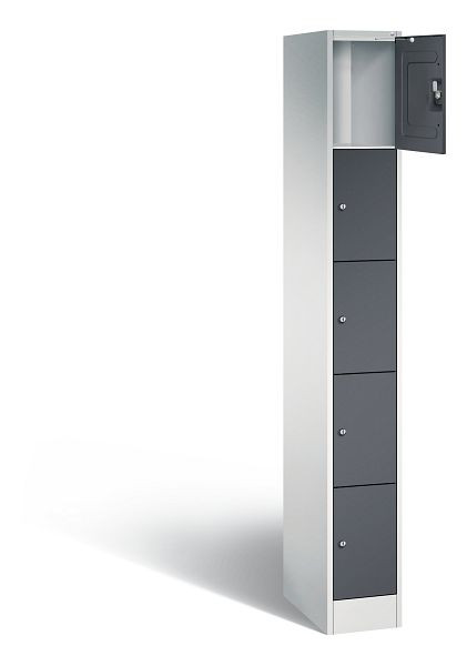 C+P Schließfachschrank Serie 8070, H1950xB240xT480mm, Farbe: Lichtgrau / Schwarzgrau, 80700-10 S10056