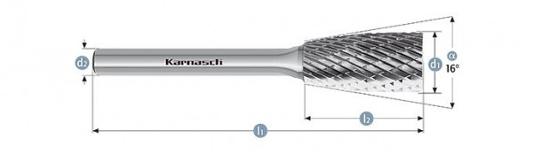 Karnasch Hartmetall-Frässtift unbeschichtet ZYA/WKN d1= 12,0 / l2= 25 / d2= 6 / l1= 70mm Combi+Form, VE: 2 Stück, 114051100