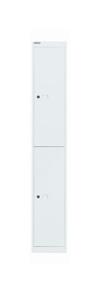 Bisley Garderobenschrank Office, 1 Abteil, 2 Fächer, T 305 mm, verkehrsweiß, CLK122696