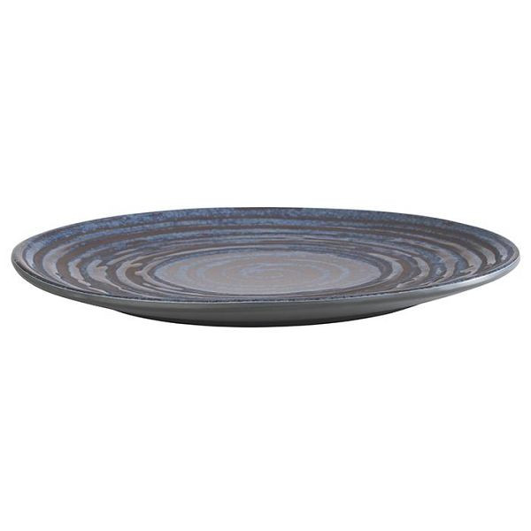 APS Teller -LOOPS-, Ø 22 cm, Höhe: 2 cm, Melamin, innen: Dekor, dunkelblau, außen: dunkelgrau, 85027