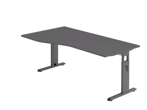Hammerbacher Schreibtisch C-Fuß 180x100/80cm Graphit/Graphit, Arbeitshöhe 65-85 cm, VOS18/G/G